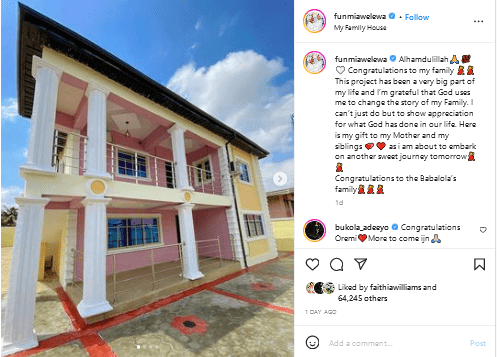 Funmi awelewa builds mansion
