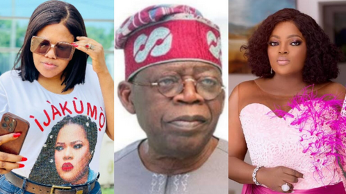 “hypocrisy, when asked about supporting your colleague funke akindele, you said you ain’t voting for someone”- fan drag toyin abraham for saying she might vote for tinubu