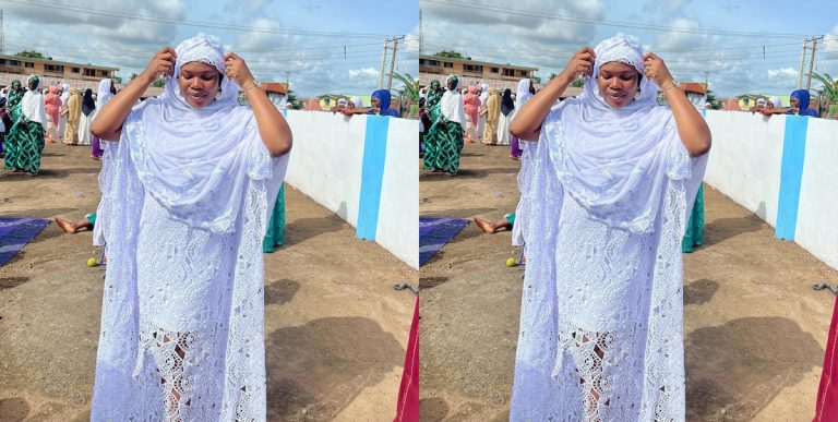 “a good christian will never abandon her believe for someone prick”- fans drag debbie shokoya after spotted praying on eid mubarak day