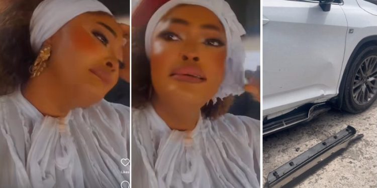 Actress biodun ‘omoborty’ okeowo in tears after getting into car accident twice in one day [video]