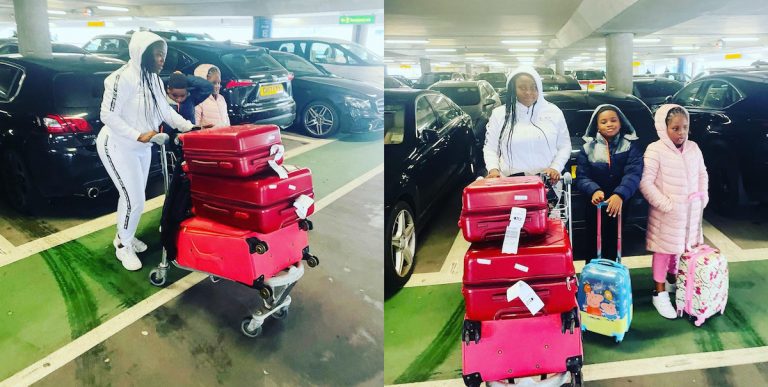 Amidst of alleged marriage crisis, bukola arugba jet out to london with children