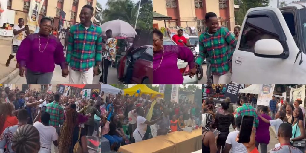Actor lateef adedimeji overwhelmed with love as he storms unilag (video)