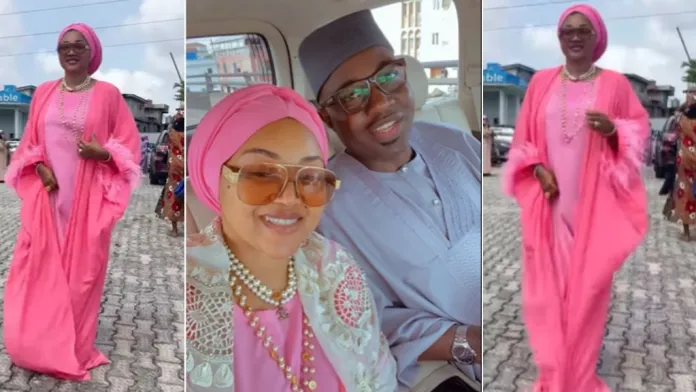 “serving an hajia minnah look” – mercy aigbe stuns fans as she celebrates eid with husband (video)