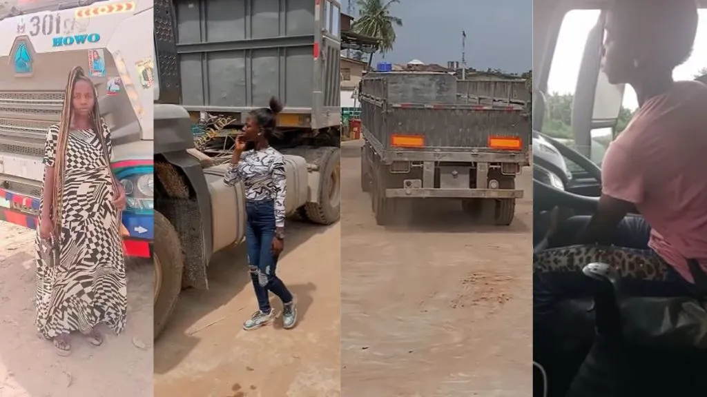 “this is so remarkable” – video trends as tiny lady seen driving gigantic trucks from state to state in nigeria (watch)