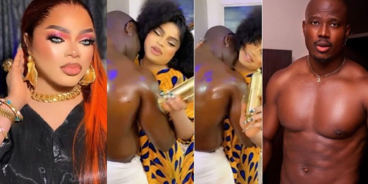"he resemble that actor, joseph momodu" - bobrisky causes commotion online as he goes on a public romance with her man in new video (watch)