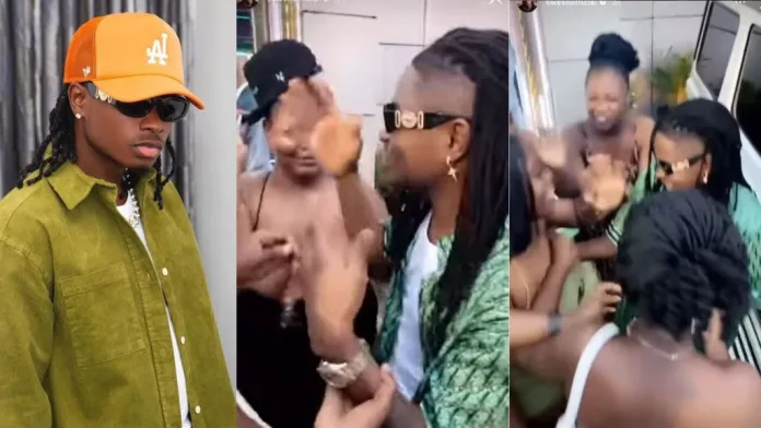 “make money o” – reactions as plenty ladies spotted struggling to hug and k! Ss singer lil kesh (video)