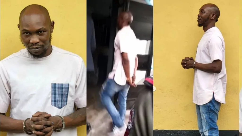 Seun kuti handcuffed and arrested by the police for assault on a police officer (video)