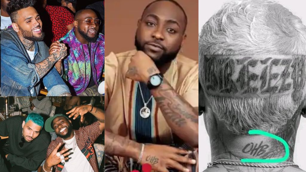 Shey no be cultist them be netizen reacts after spotting davido and chris brown with ohb tattoo | the9jafresh